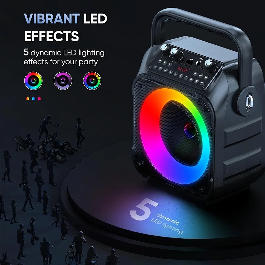 Karaoke Machine, Portable Bluetooth Speaker with 2 Wireless Microphones