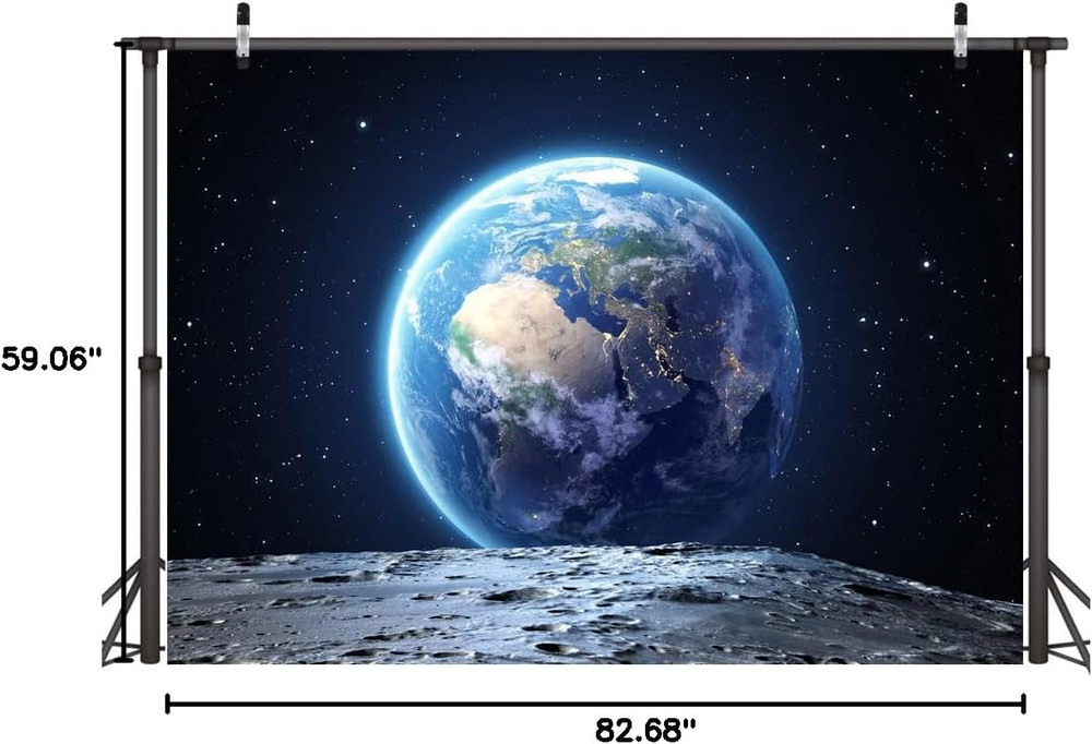 LYWYGG 7X5FT Outer Space Party Backdrop Space Backdrop Planet Birthday Backdrops