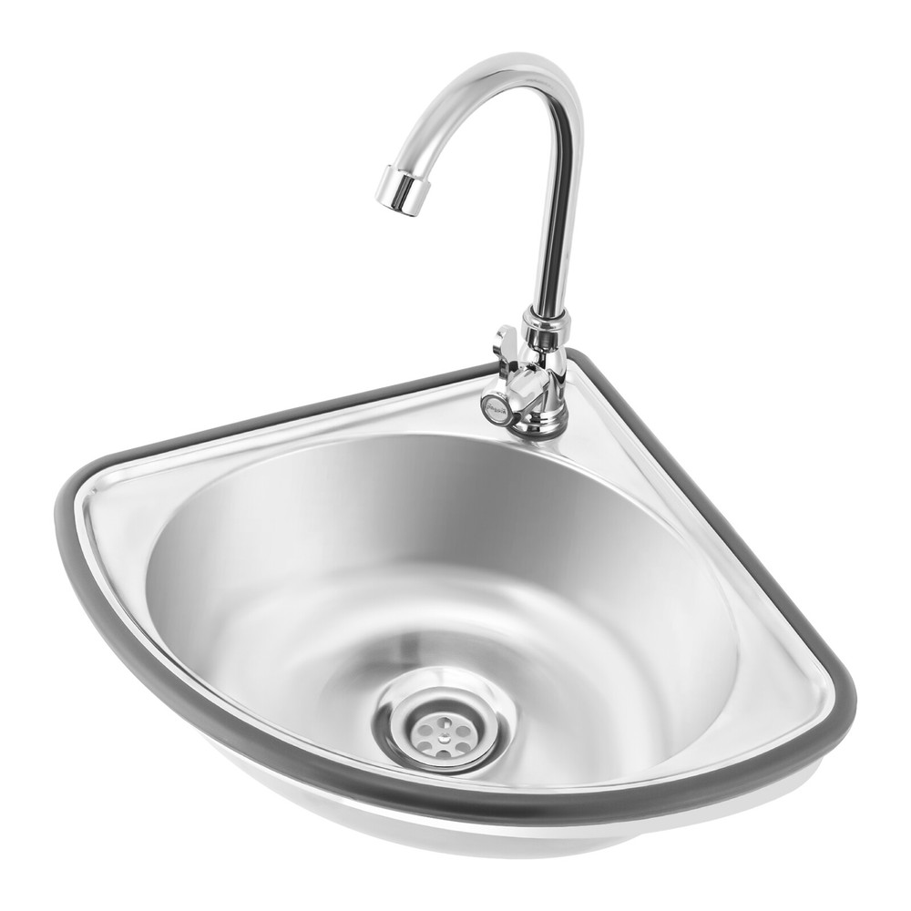 Modern Hand Wash Sink Silver Corner Basin Sink Triangular Hand Basin Sink+Faucet