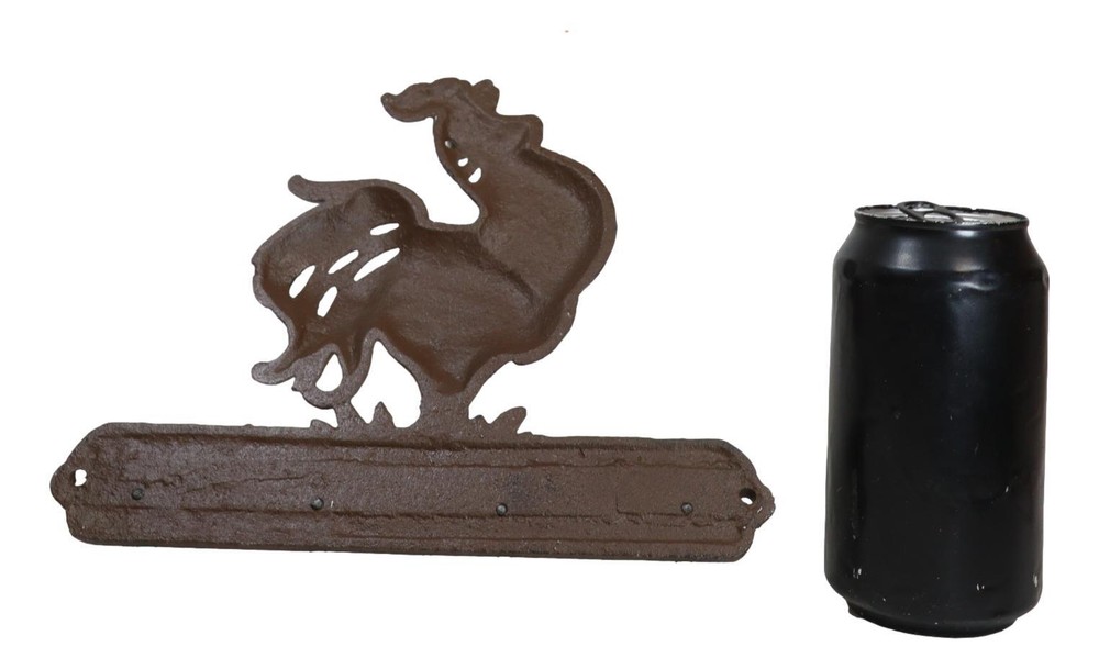 Cast Iron Rustic Farm Barn Crowing Rooster Chicken 4 Peg Quadruple Wall Hooks