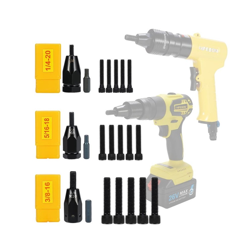 HIFESON Pneumatic Self-Locking Rivet Nut Gun Head(Replacement Mandrel Each 5p...