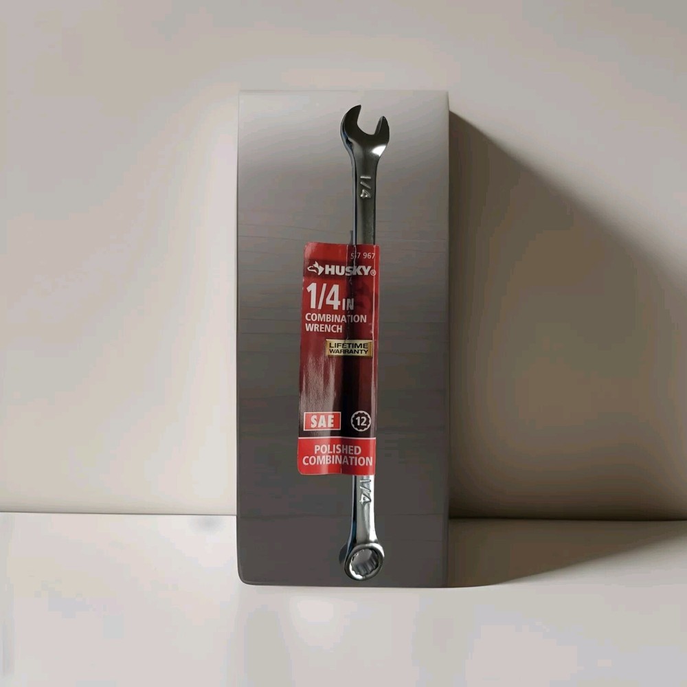 Husky 1/4" 12pts Mini Combination Wrench Fully Chrome/5" Long