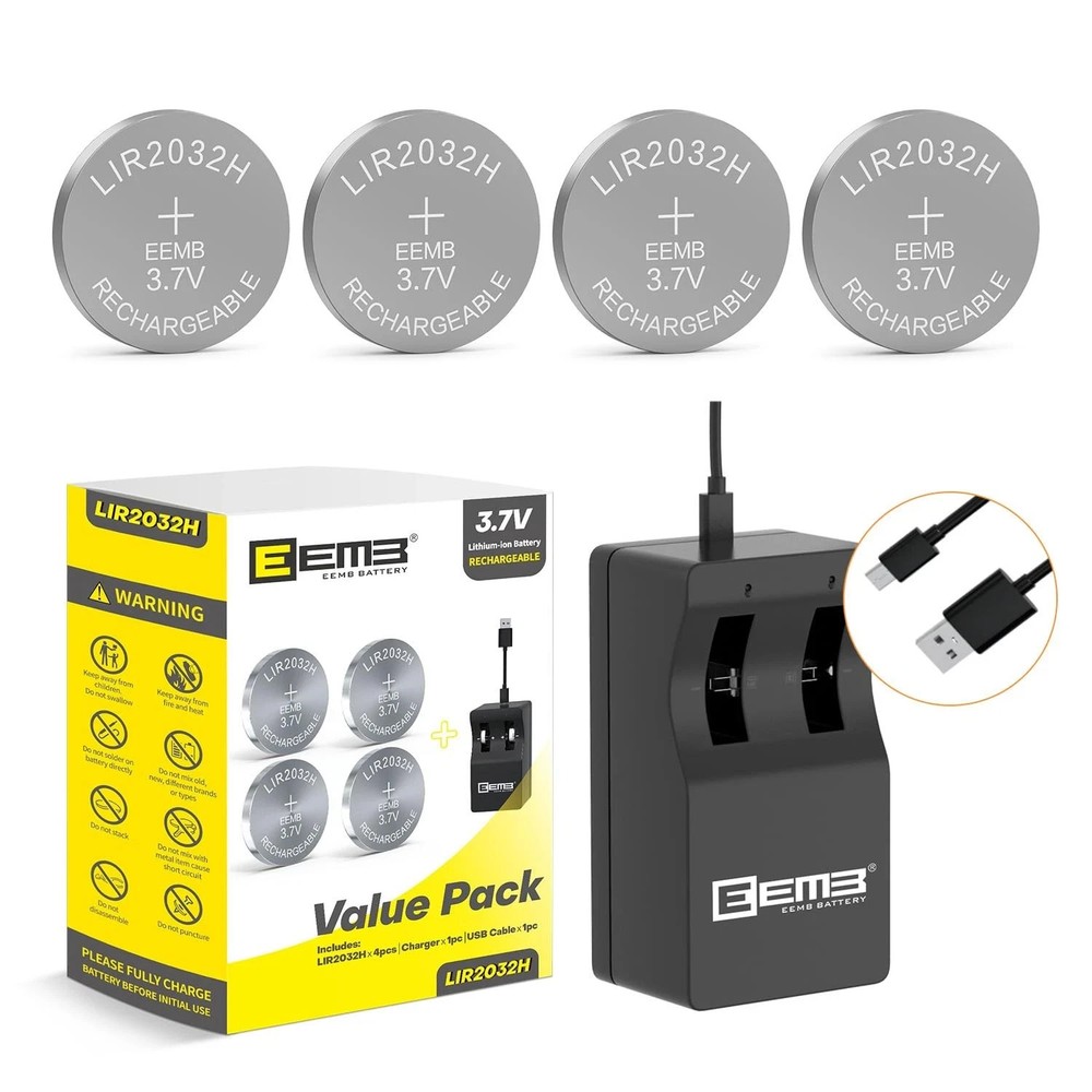 3.7V 70mAh LIR2032H Rechargeable Lithium-ion Coin Cell Button Battery