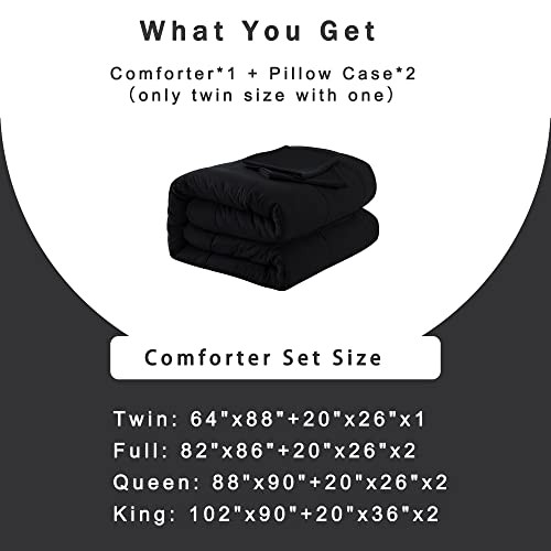 Size Comforter Sets -All Season Bedding Comforters with 2 Pillow Full Black