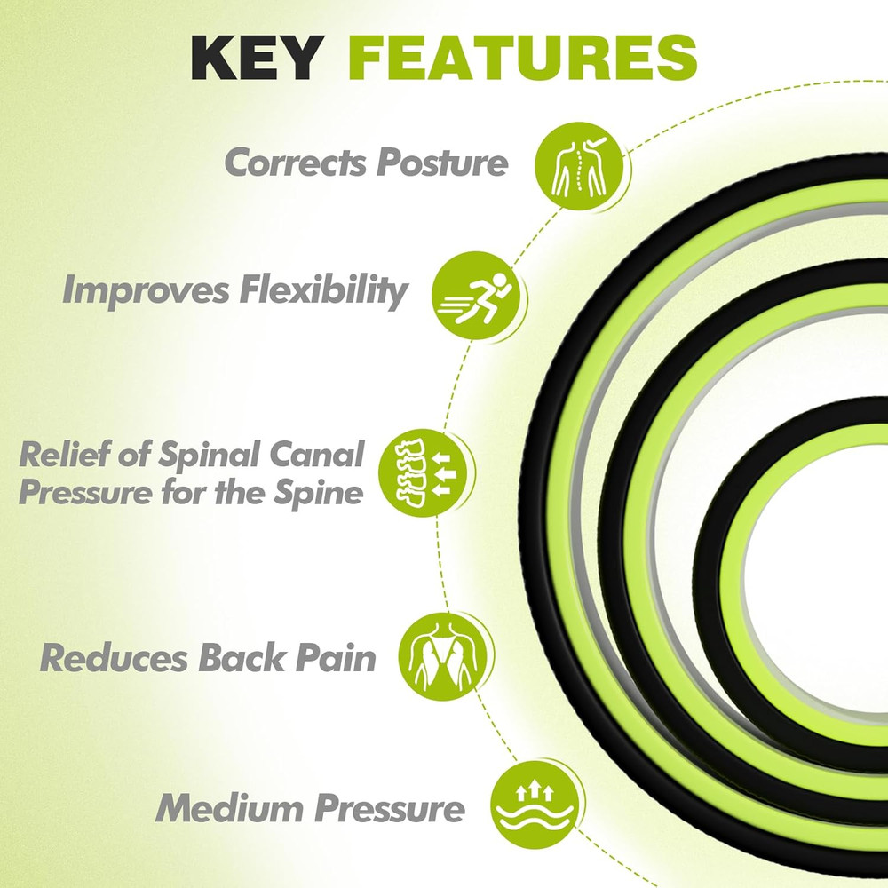 Back Roller Wheel - 3 Pack Yoga Foam Roller for Physical Therapy & Back Stretche