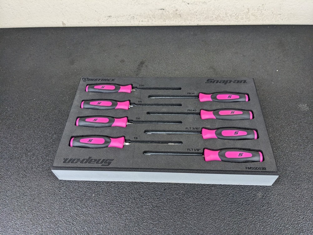 #bn763 Snap-On Tools NEW FMSGD03B Mini Screwdriver Pick Set Pink