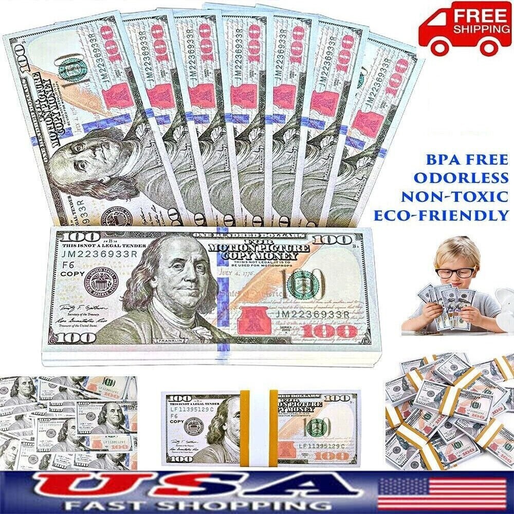 100-1000 pcs Dollar Bills Prop Toys Money Bank Film Cash Paper $10,000 Movie