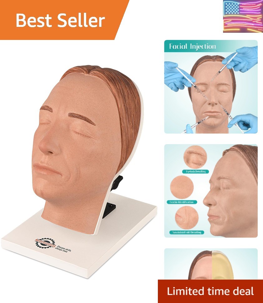 Injection Training Face Model,Mannequin Multi-Directional Silicone Facial Inj...