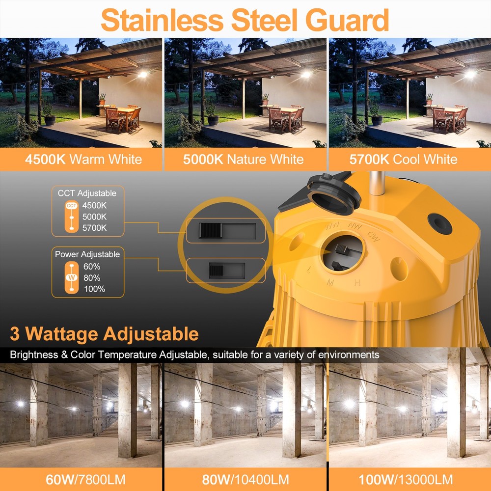 100W LED Temporary Work Light Linkable Construction Lamp with ON/Off Switch&Hook