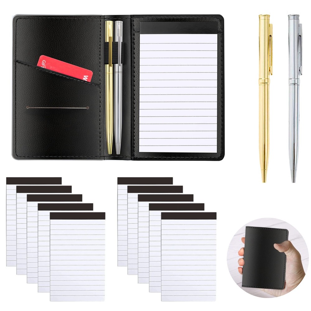 Mini Pocket Notepad Set, Included Leather Pocket Notepad Holder for business