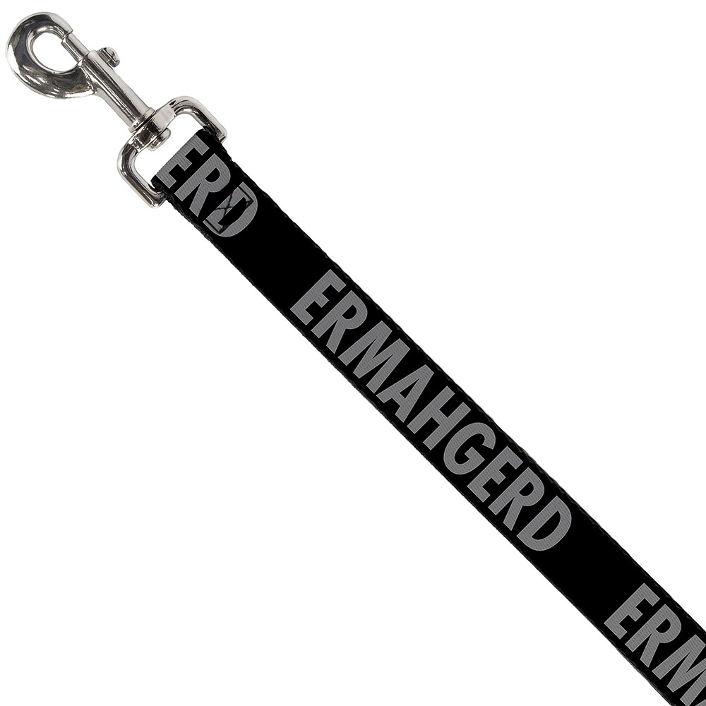 Dog Leash ERMAHGERD! Black/Gray NARROW 0.5"
