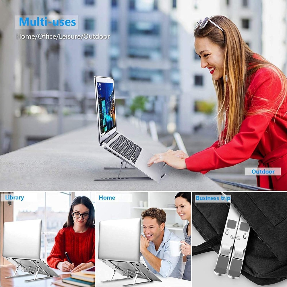 Laptop Stand for Desk, Ergonomic Design Adjustable Aluminum Foldable Silver