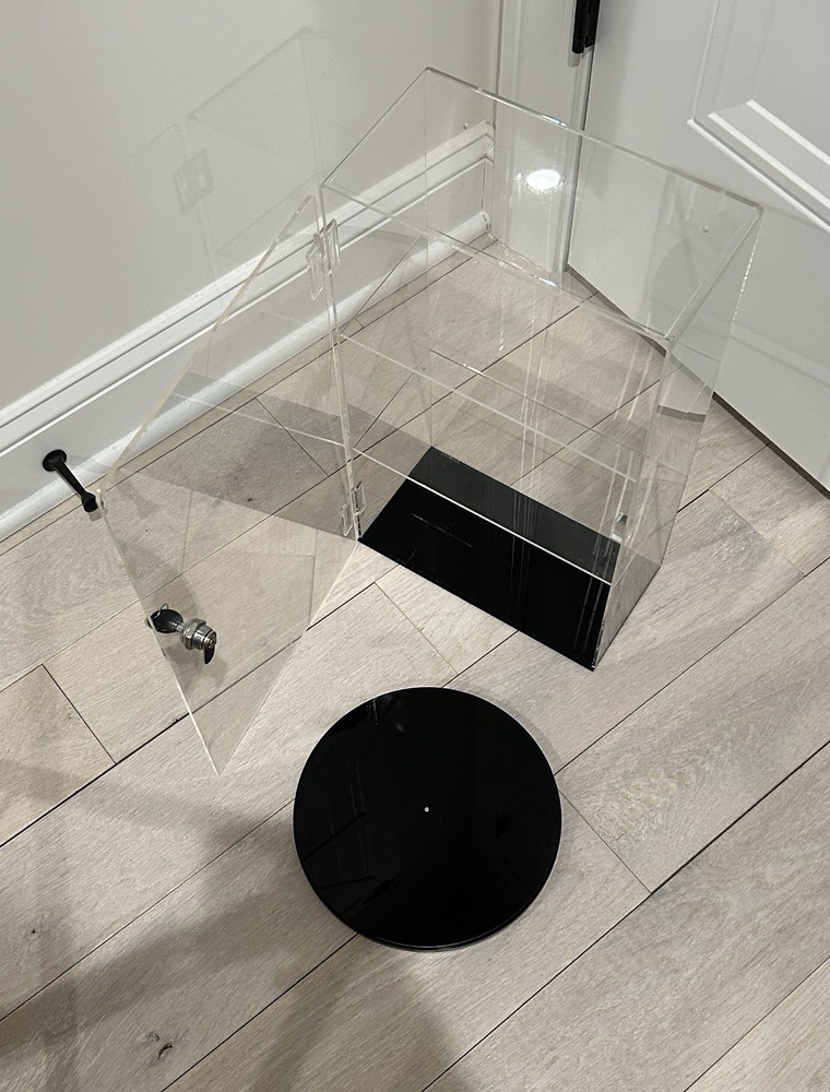 Acrylic Display Lockable 3 Tier With Rotating Base, Tabletop Or Wall Mount