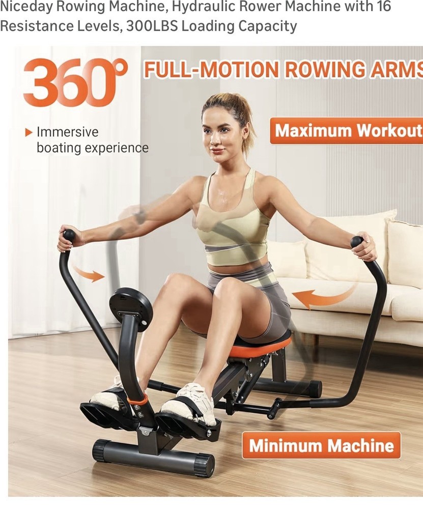 Niceday Rowing Machine,hydronic Rowing Machine,16Resistant Level 300Lb Capacit.