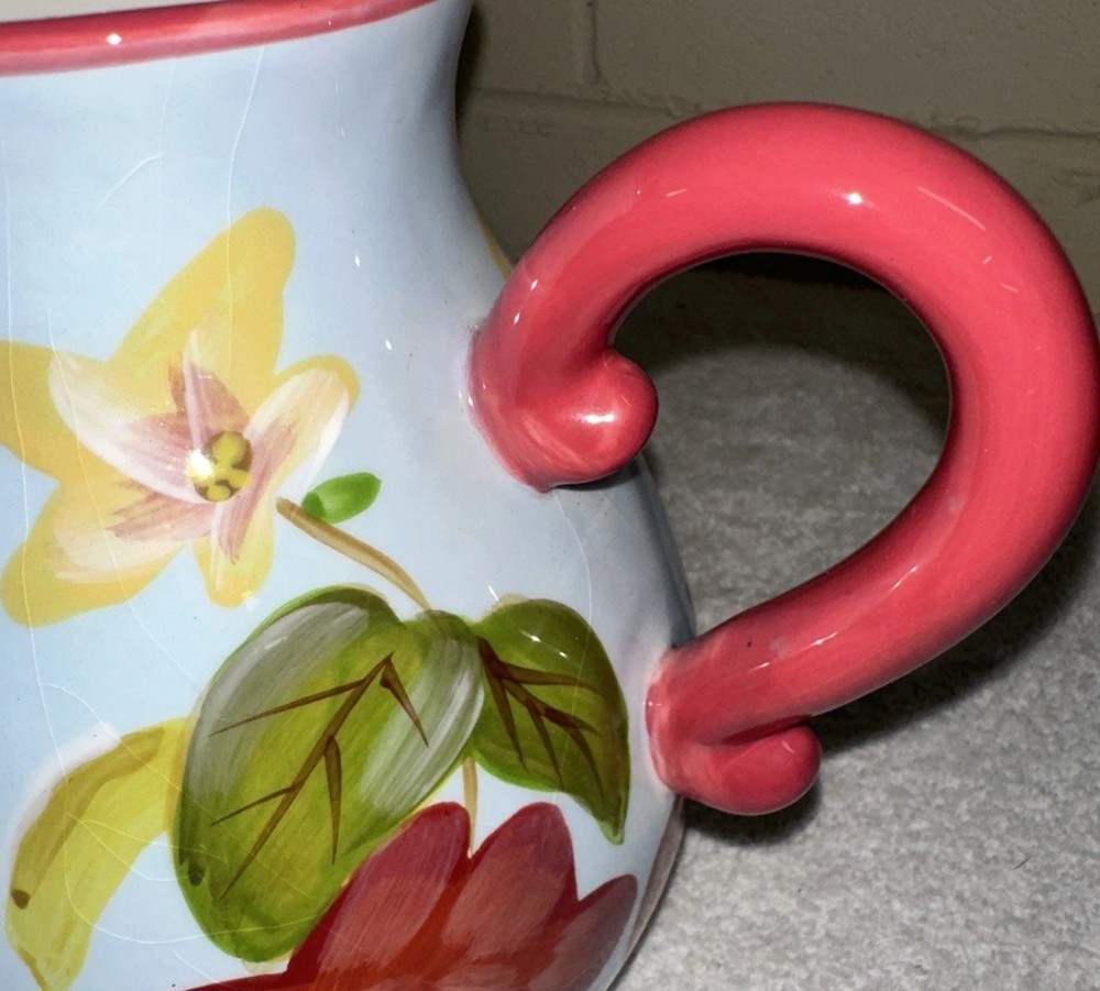 Collectible HARRY & DAVID Floral Ceramic Pitcher Decor Beautiful EUC