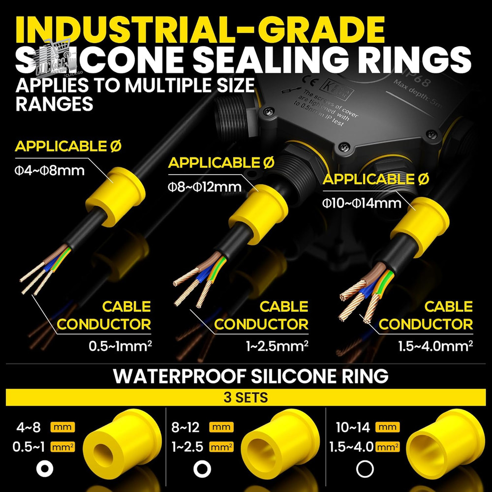 IP68 Waterproof Junction Box Cable Connector 3 Way Outdoor Pond Underground