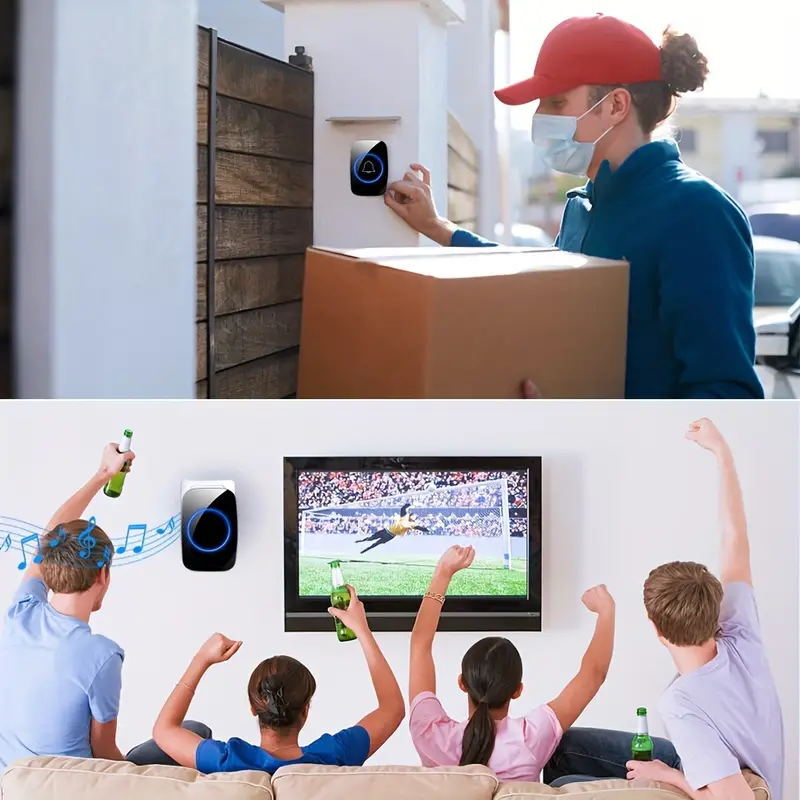 2Wireless Doorbell Chime Waterproof Plugin Receiver Adjustable Volume 1000FT Kit