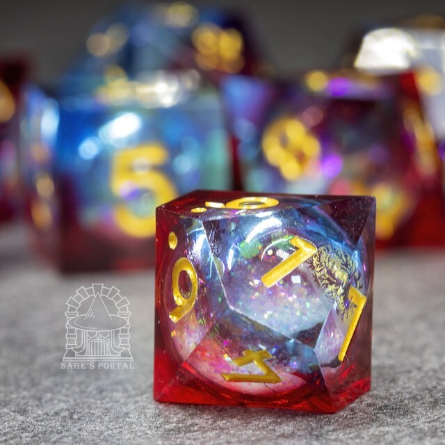 Sage's Spirits - Ember Spirits Liquid Core Sharp Edge Resin Dice Set