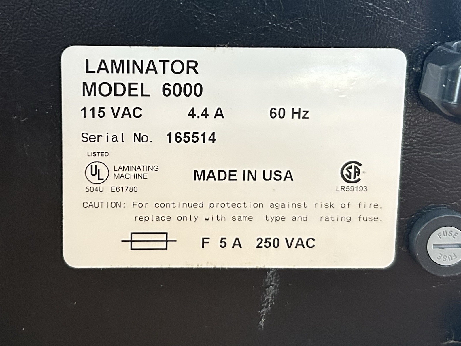 TLC Heavy Duty Laminator Model 6000 w/ 9”x 14.5” Pouches