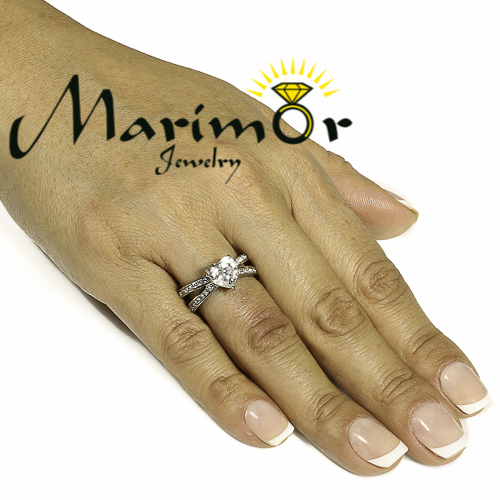 Stainless Steel Stunning Heart Shape AAA CZ Engagement Wedding Ring Band Sz 5-10