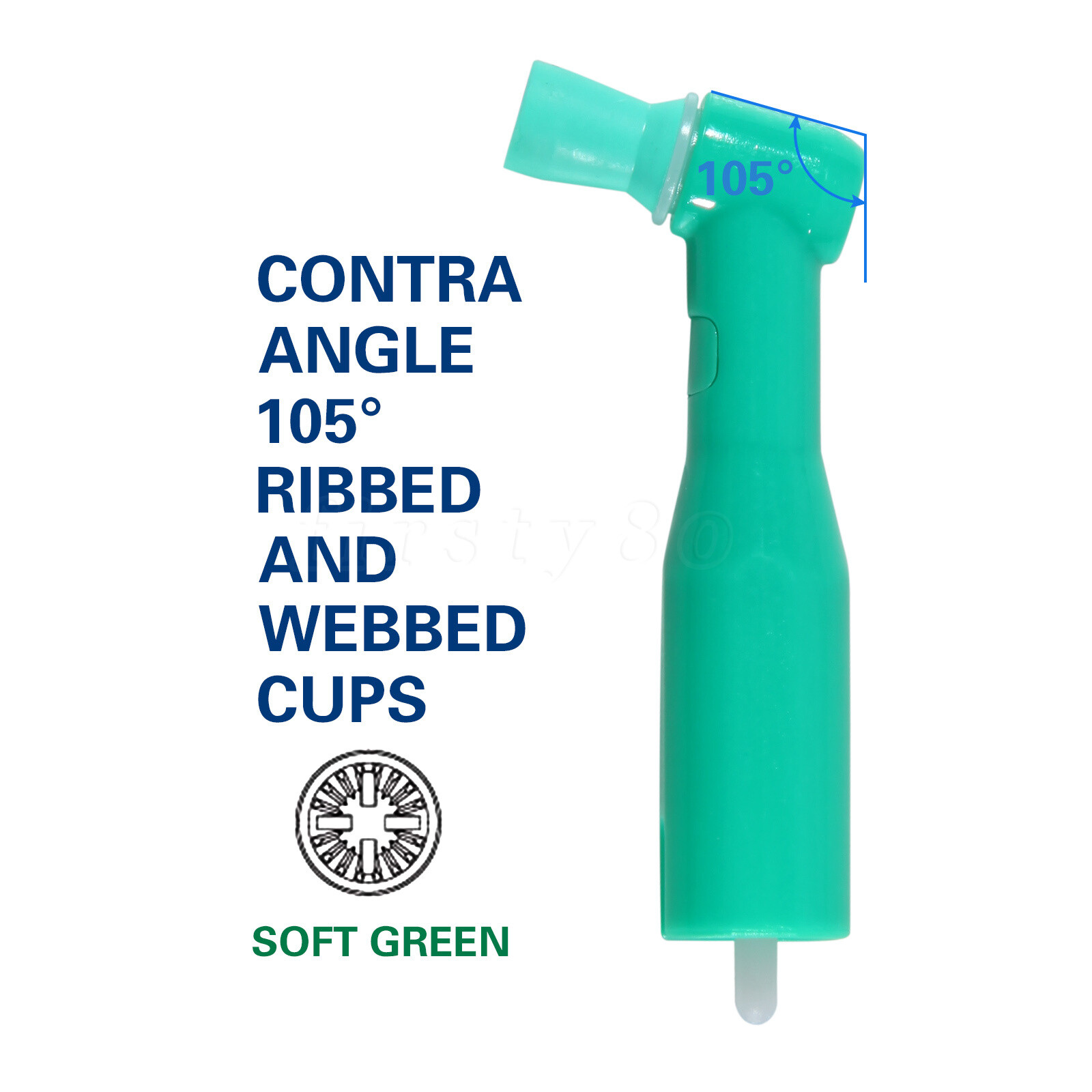 100 -500 Dental Disposable Prophy Angles Firm / Soft Cups Contra Angle 105°