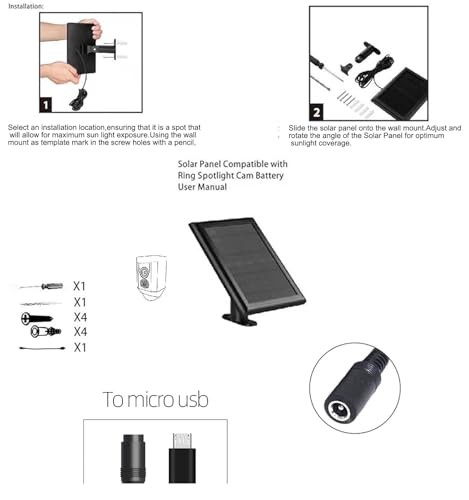 2 Pack Ring Solar Panel(2nd Generation), 5W Solar Panel Charger with Mount for