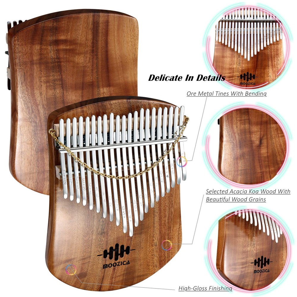 21 Keys Solid Koa Kalimba Thumb Piano, Single Solid Wood Flat-board Professio...