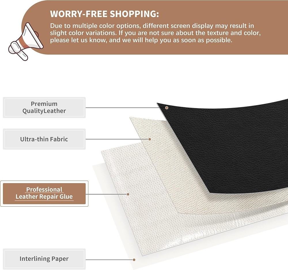 8X11 Self-Adhesive Leather Patch - Effortless Repairs for Everyday Needs