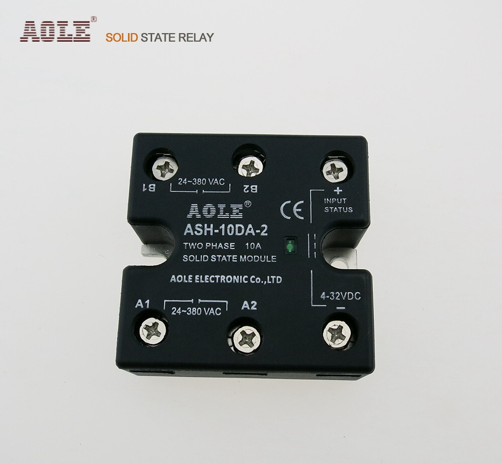 1pcs ASH-10DA-2 10A two-phase solid-state relay 4-32VDC controls 24-380VAC.