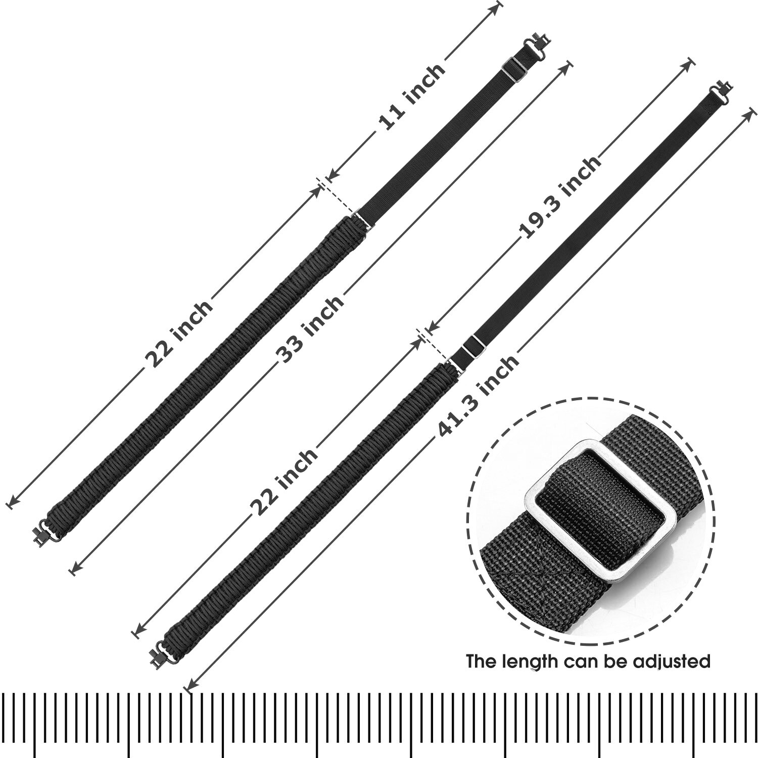Tactical 550 Paracord Rifle Gun Sling Shotgun Crossbow 2 Point Adjustable Swivel
