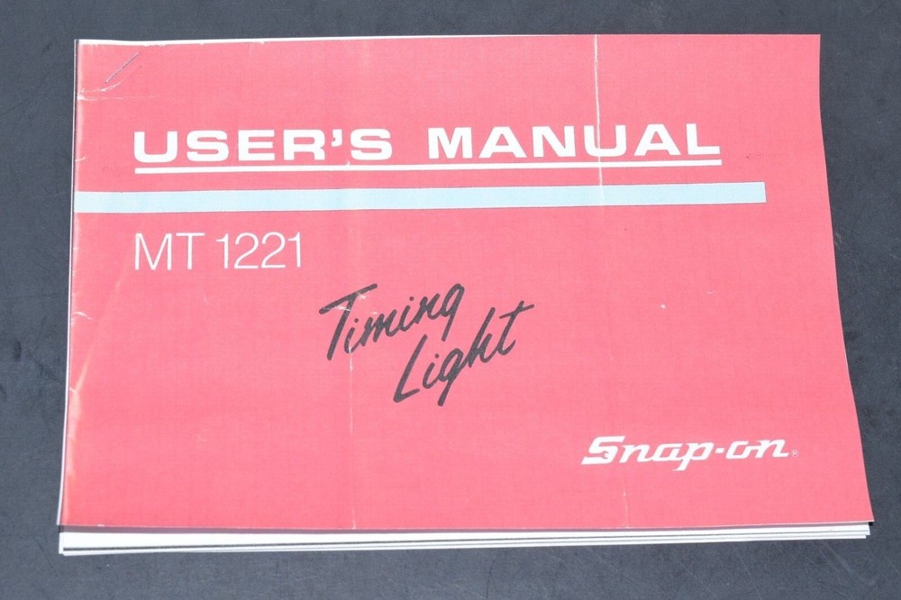 Snap-On MT1221 Inductive Pick Up Timing Light Instruction Manual Only