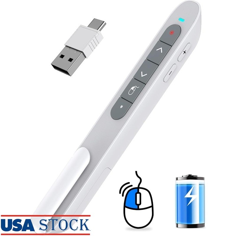 2-in-1 Wireless Presentation Clicker Air Mouse USB Receiver Remote Control