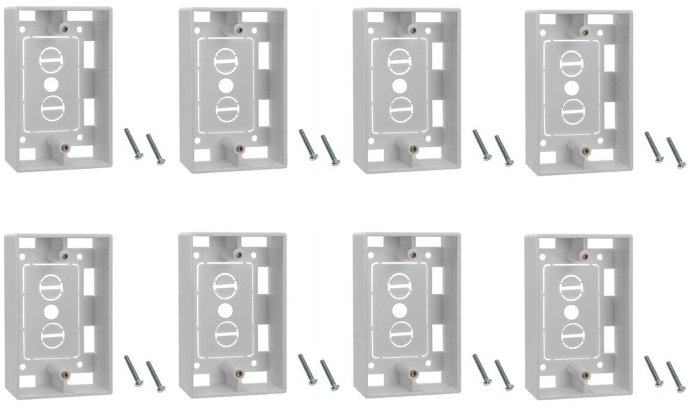 8x Pack Single 1-Gang Surface Mount Junction Mounting Box Wire Cable Wall Plate