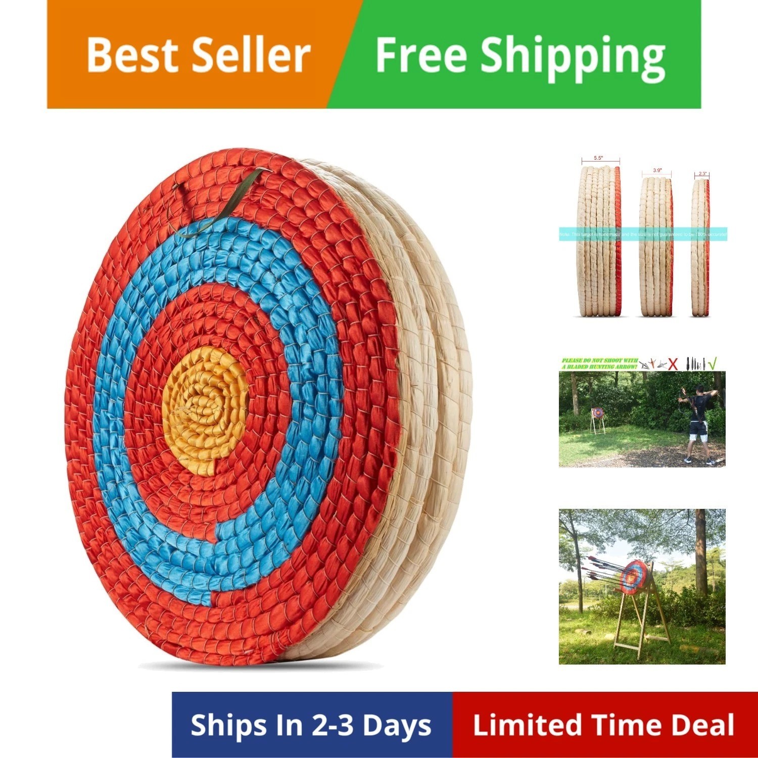 Traditional Hand-Made Straw Archery Target,Arrow Target for Recurve Bow Longb...