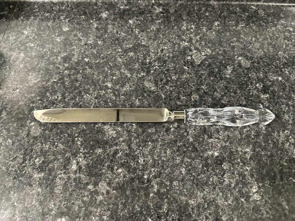 Vtg Cake Knife Crystal Diamond Cut Handle