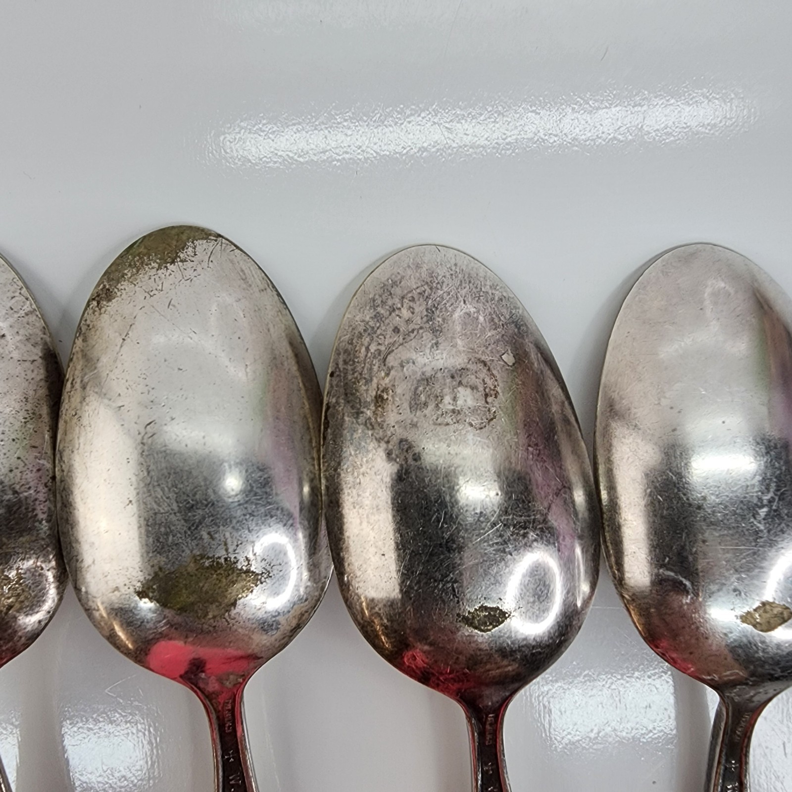 Wm Rogers (W.R.) Carnation 1908 Silverplate Dinner Spoons Set 6 Vintage Crafting