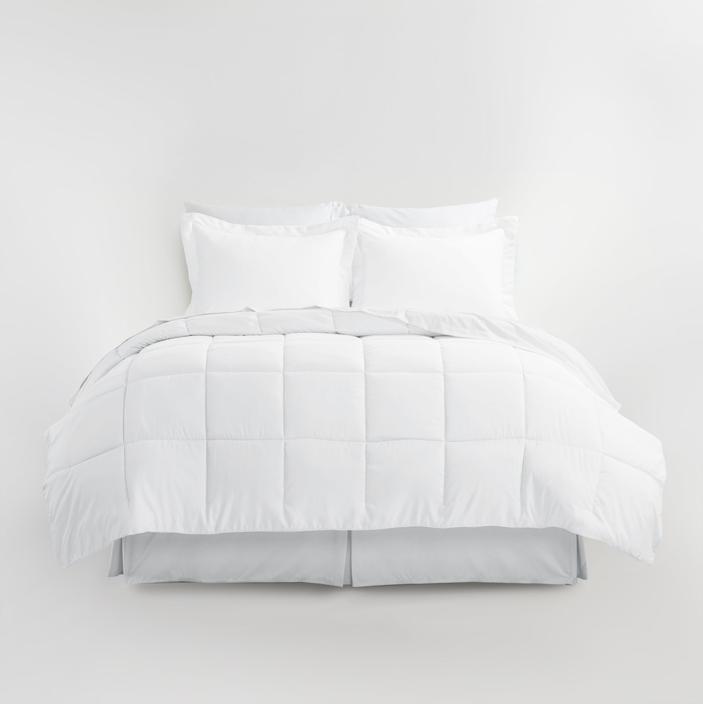 8-Piece White Bed in a Bag Microfiber Bedding Set, Queen