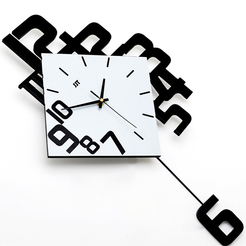 Modern Style Swing Wall Clock Circular Pendulum Clock Study Living RoomDecoraton