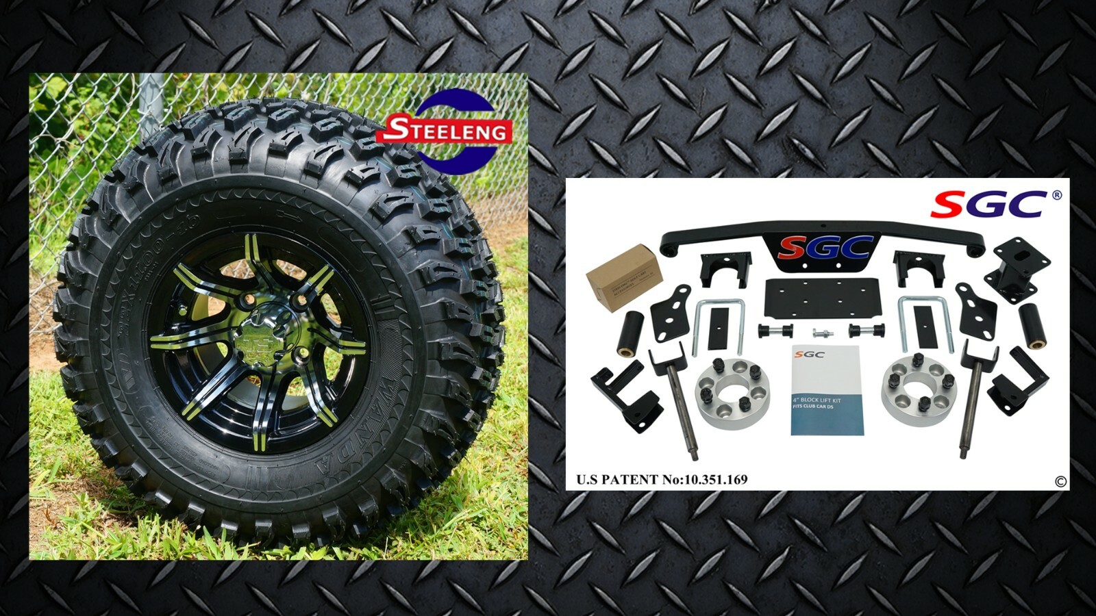 CLUB CAR DS GOLF CART SGC 4" LIFT KIT + 10" WHEELS and 22" AT TIRES