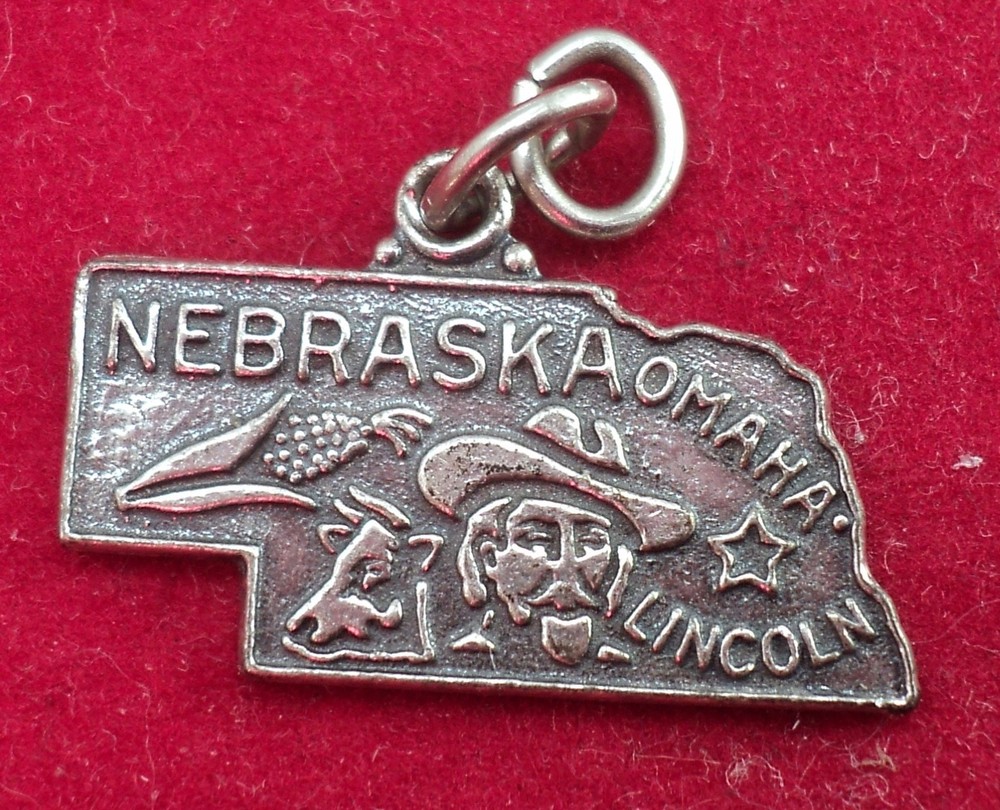 Sterling SILVER Charm NEBRASKA NE State Map
