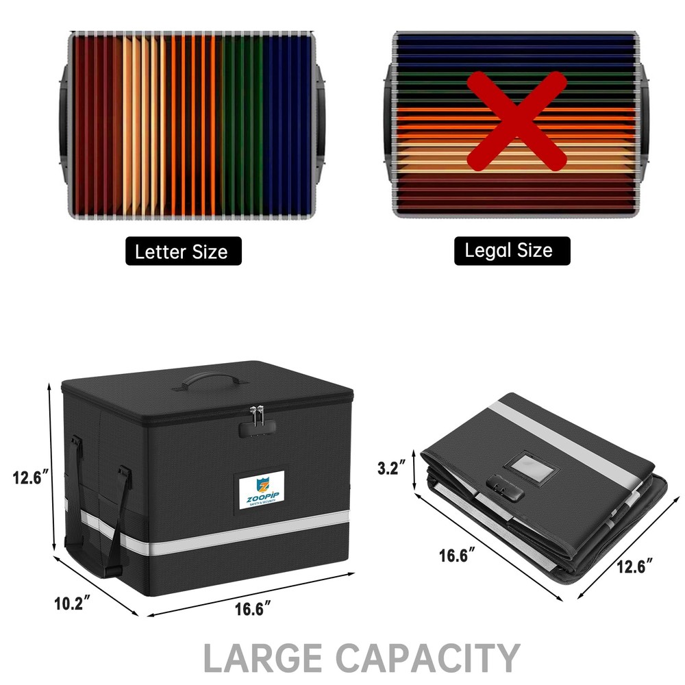 Fireproof File Box with Lock, 5200°F Document Box Storage Organizer, Suitable...