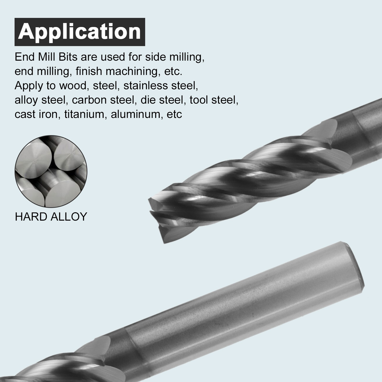LOT OF 5PCS 4 Flute 3/8" x 1-1/4" x 3" Solid Carbide End Mill - AlTiN Coated NEW