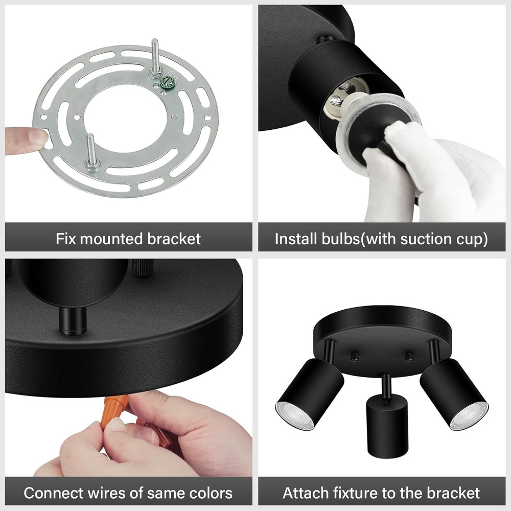 3 Light Track Lighting Fixtures Ceiling, 3-Light Black Lighting,