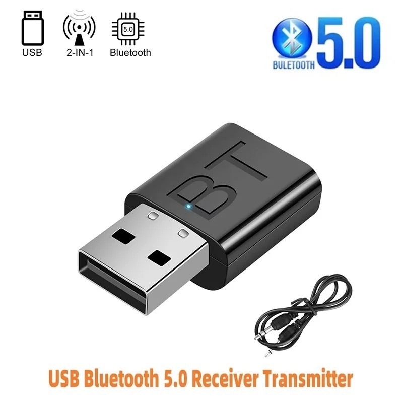 2 In 1 Bluetooth 5.0 Receiver Wireless Bluetooth Adapter 3.5mm Jack AUX Auto