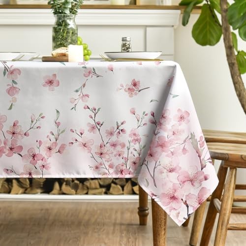 Spring Tablecloth 52×70 Inch Rectangular Cherry 52" x 70" (Rectangular) Pink