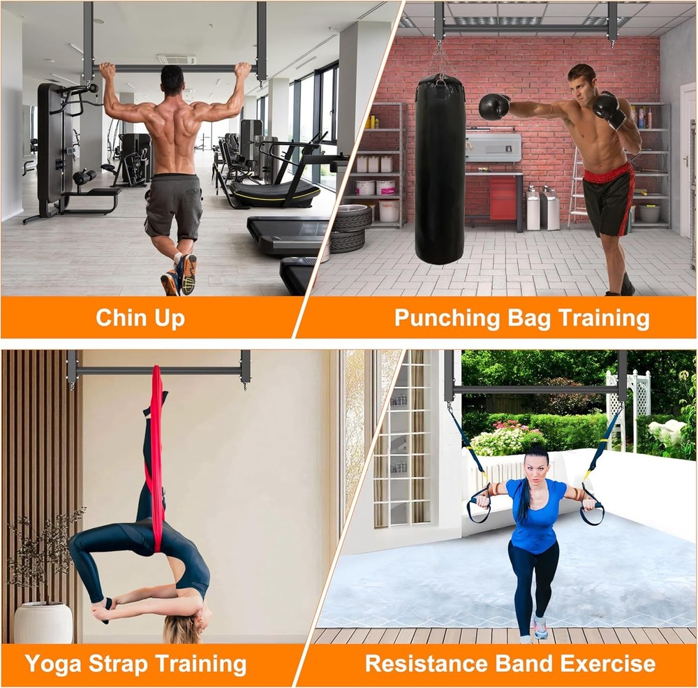 Ceiling Mounted Pull Up Bar, Heavy Duty 700 LBS Multi Grip Pull Up Bars, 16"/24"