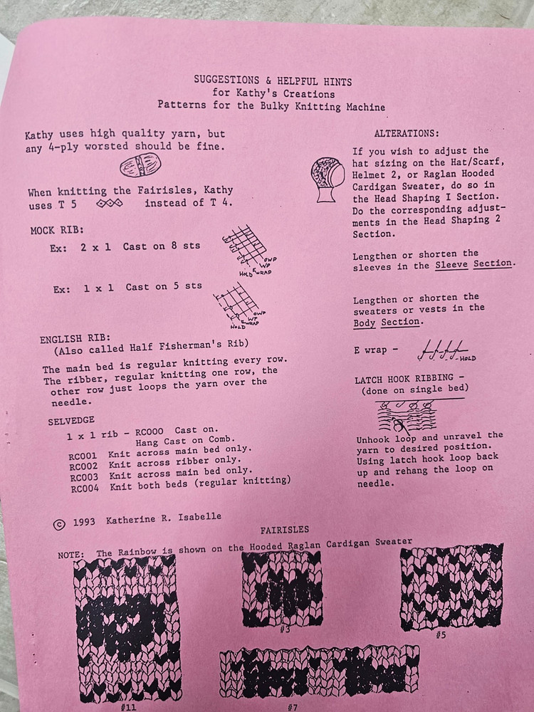 Raglan Pullover Machine Knitting Patterns for BULKY machines