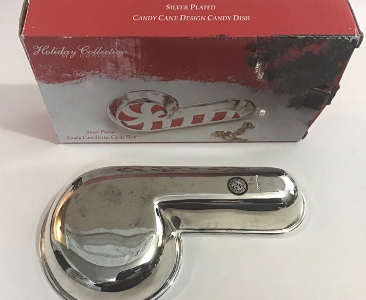 Vintage Silver Plated 8” Candy Cane Design Candy Dish Collection By Godinger