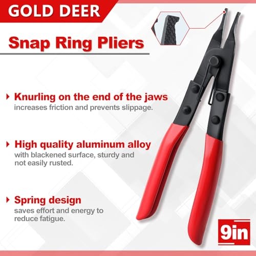 Angle Tip Lock Ring Pliers Lock Ring Pliers Snap Ring Pliers 8" with red handle