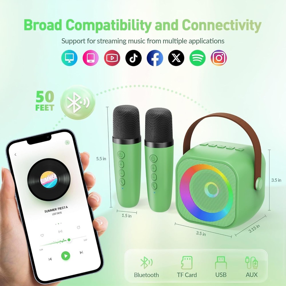 Mini Karaoke Machine：Portable Bluetooth Karaoke Microphone, Singing Speaker w...